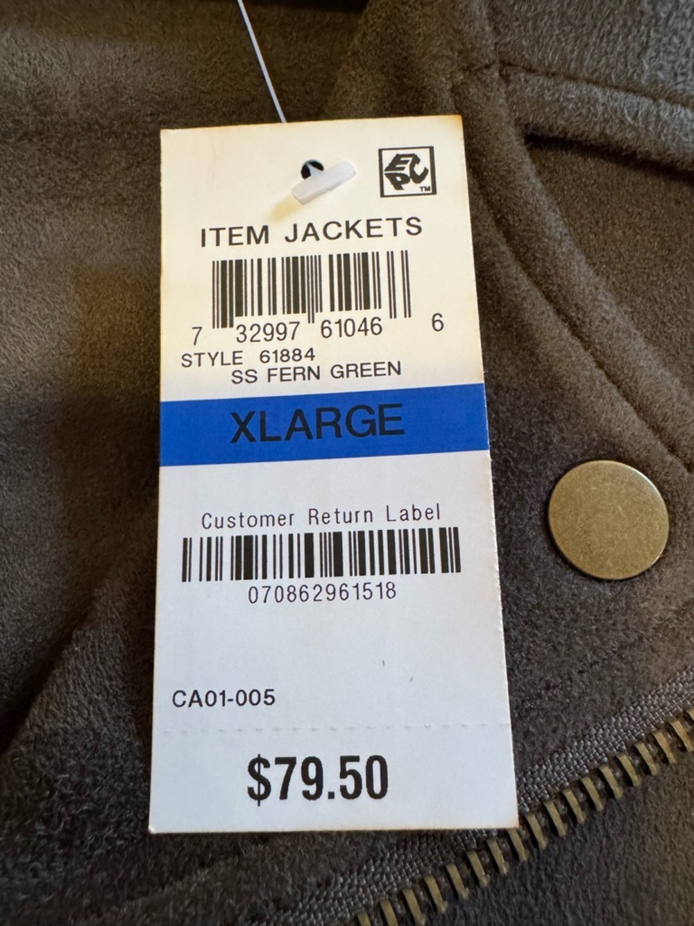 **NWT** Style & Co. Olive Suede-Look Moto Zip Jacket XL - Picture 6 of 11